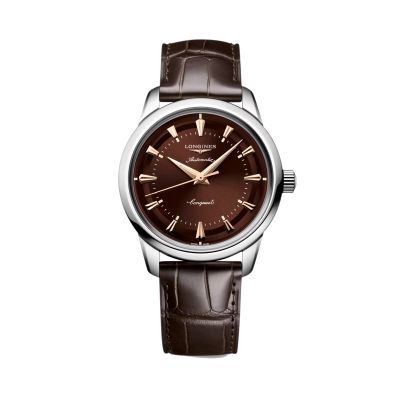 Longines Conquest Heritage / orologio unisex / quadrante marrone / cassa acciaio / cinturino pelle marrone