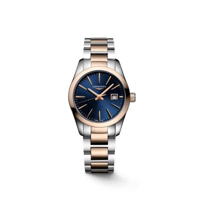 Longines Conquest Classic / orologio donna / quadrante blu / cassa e bracciale acciaio PVD rosato