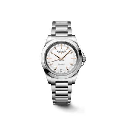 Longines Conquest - 34 mm / orologio donna / quadrante bianco / cassa e bracciale acciaio