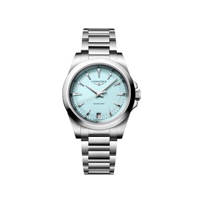Longines Conquest - 34 mm / orologio donna / quadrante blu menta / cassa e bracciale acciaio