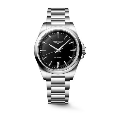 Longines Conquest - 38 mm / orologio unisex / quadrante nero / cassa e bracciale acciaio