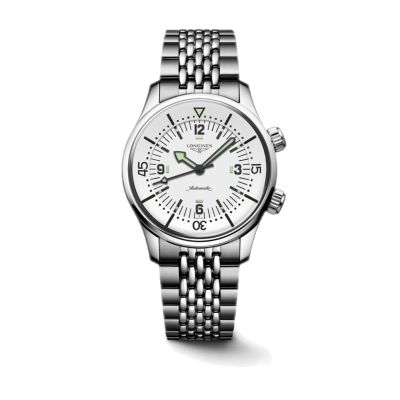 Longines Legend Diver Watch - 39 mm / orologio unisex / quadrante bianco / cassa e bracciale acciaio