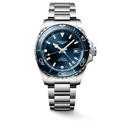 Longines HydroConquest GMT / orologio uomo / quadrante blu "soleil" / cassa e bracciale acciaio