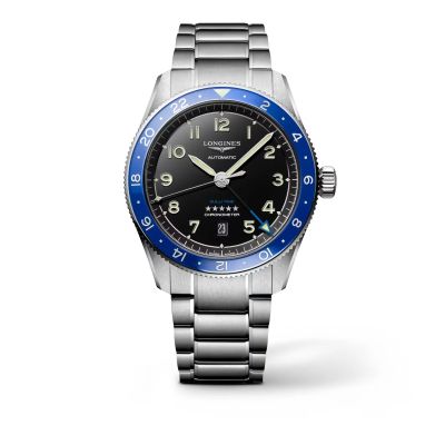 Longines Spirit Zulu Time GMT 42 mm Limited Edition / orologio uomo / quadrante nero / cassa e bracciale acciaio