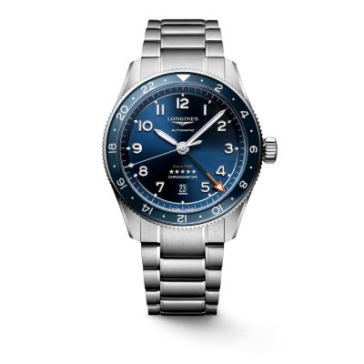 Longines Spirit Zulu Time / orologio uomo / quadrante blu / cassa e bracciale acciaio