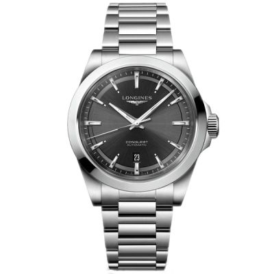 Longines Conquest - 41 mm / orologio uomo / quadrante nero / cassa e bracciale acciaio