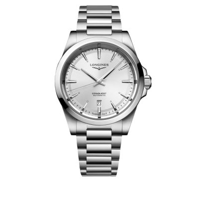 Longines Conquest - 41 mm / orologio unisex / quadrante argentato / cassa e bracciale acciaio