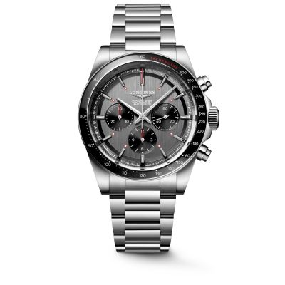 Longines Conquest Chrono Ski Edition - 42mm / orologio uomo / quadrante antracite / cassa e bracciale acciaio / BOX EDITION CON CINTURINO AGGIUNTIVO