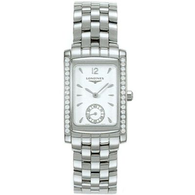 Longines DolceVita / orologio donna / quadrante bianco / cassa in acciaio e diamanti / bracciale acciaio