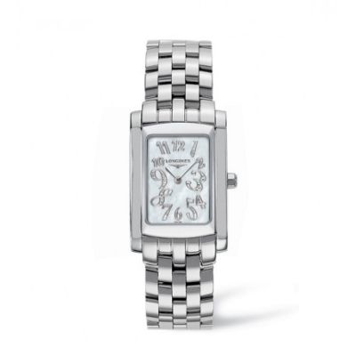 Longines DolceVita / orologio donna / quadrante madreperla bianca / cassa e bracciale acciaio 