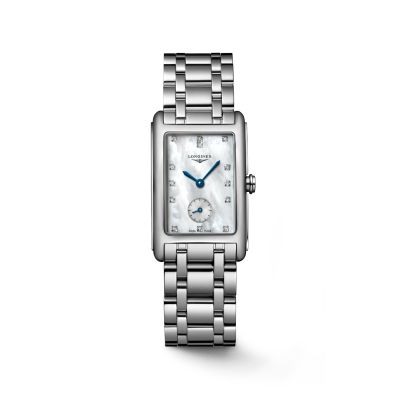 Longines DolceVita / orologio donna / quadrante madreperla bianca / cassa e bracciale acciaio 