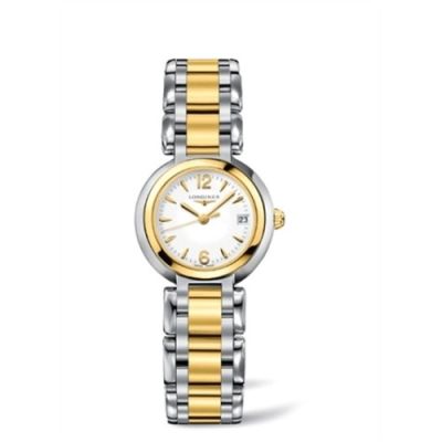 Longines Primaluna / orologio donna / quadrante bianco / cassa e bracciale acciaio e PVD dorato