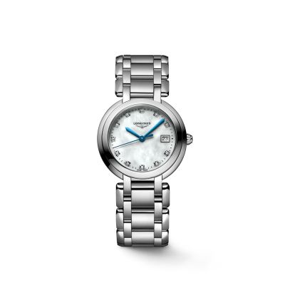 Longines Primaluna / orologio donna / quadrante madreperla bianca / cassa e bracciale acciaio