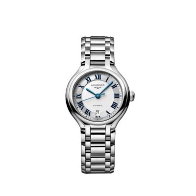 Longines Primaluna / orologio donna / quadrante madreperla bianca / cassa e bracciale acciaio