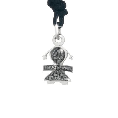leBebé / I Pavé / ciondolo mini femminuccia / oro bianco e diamanti neri