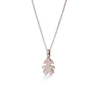 leBebé / I Pavé / collana e ciondolo piccolo femminuccia / oro rosa e diamanti