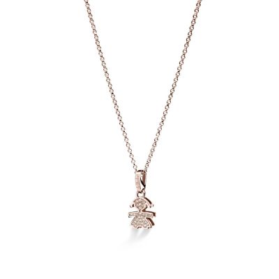 leBebé / I Pavé / collana e ciondolo mini femminuccia / oro rosa e diamanti