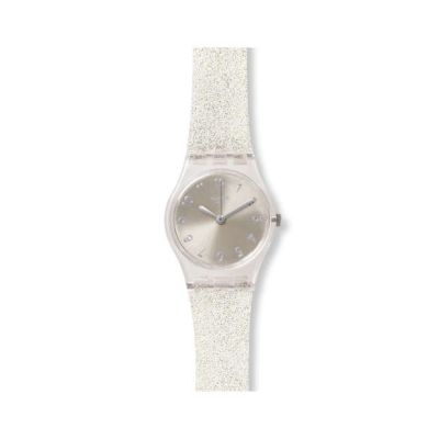 Swatch / Lady / Silver Glistar Too / orologio donna / quadrante argentato / cassa plastica / cinturino silicone