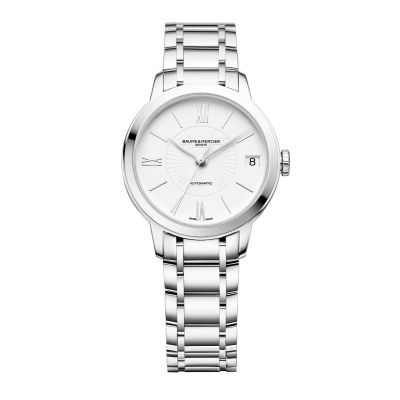 Baume & Mercier Classima Lady / orologio donna / quadrante bianco soleil / cassa e bracciale acciaio
