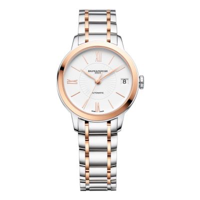 Baume & Mercier Classima Lady / orologio donna / quadrante bianco soleil / cassa e bracciale acciaio e oro rosa