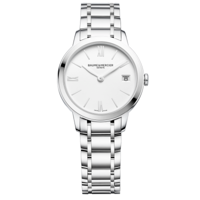 Baume & Mercier Classima / orologio donna / quadrante bianco / cassa e bracciale acciaio