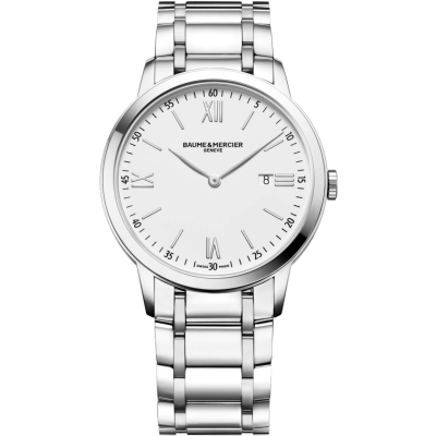 Baume & Mercier Classima / orologio uomo / quadrante bianco / cassa e bracciale acciaio