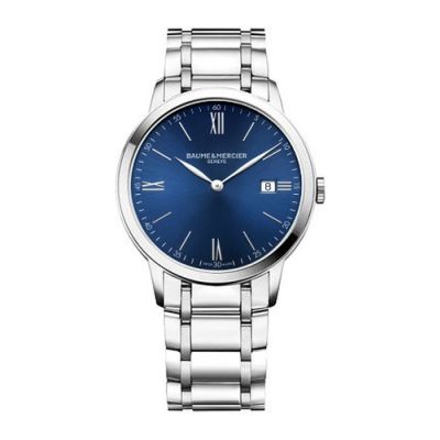 Baume & Mercier Classima / orologio uomo / quadrante blu / cassa e bracciale acciaio