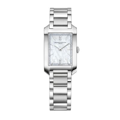 Baume & Mercier Hampton / orologio donna / quadrante madreperla, indici diamantati / cassa e bracciale acciaio