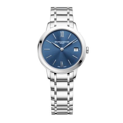 Baume & Mercier Classima Lady / orologio donna / quadrante blu soleil / cassa e bracciale acciaio