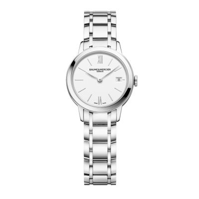 Baume & Mercier Classima Lady / orologio donna / quadrante bianco / cassa e bracciale acciaio