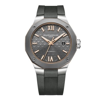 Baume & Mercier Riviera / orologio uomo / quadrante ardesia "soleil" / cassa acciaio / cinturino caucciù