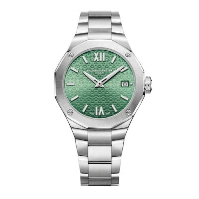 Baume & Mercier Riviera / orologio donna / quadrante verde soleil / cassa e bracciale acciaio