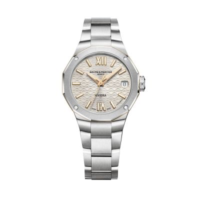Baume & Mercier Riviera / orologio donna / quadrante dorato / cassa e bracciale acciaio