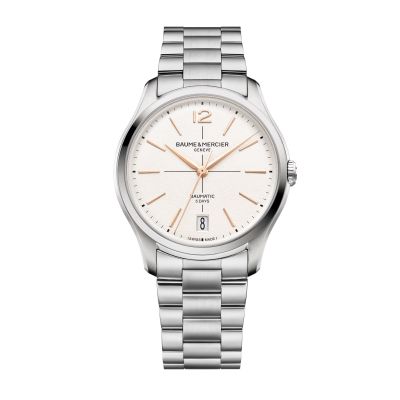 Baume & Mercier Clifton Baumatic / orologio uomo / quadrante argentato / cassa e bracciale acciaio 
