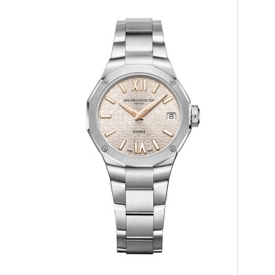 Baume & Mercier Riviera / orologio uomo / quadrante argentato satinato soleil / cassa e bracciale acciaio