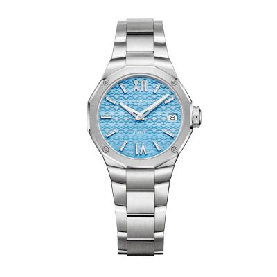 Baume & Mercier Riviera / orologio donna / quadrante azzurro "soleil" / cassa e bracciale acciaio 