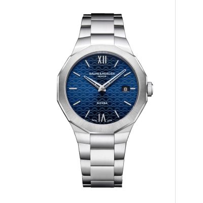 Baume & Mercier Riviera - 39 mm / orologio uomo / quadrante blu "soleil" / cassa e bracciale acciaio
