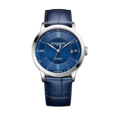 Baume & Mercier Classima / orologio uomo / quadrante blu / cassa acciaio / cinturino pelle blu