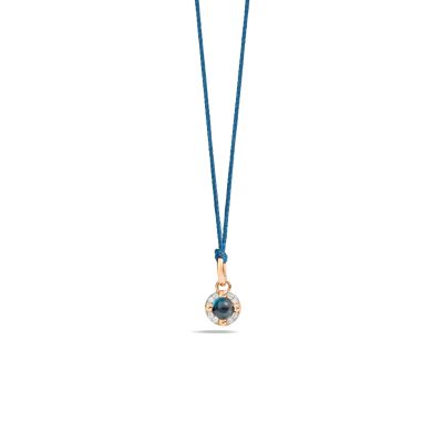 Pomellato / M'ama non m'ama / pendente senza catena / oro rosa, topazio blu london e diamanti