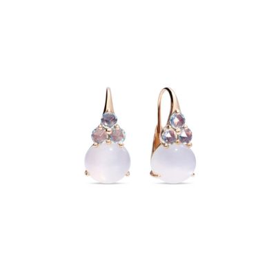 Pomellato / Luna / orecchini / oro rosa con adularia e acquamarina