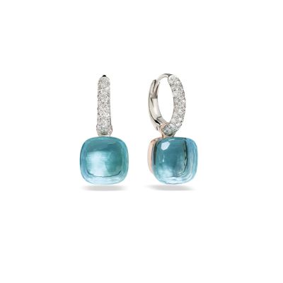Pomellato / Nudo With Diamonds / orecchini / oro bianco, oro rosa, topazio azzurro e diamanti
