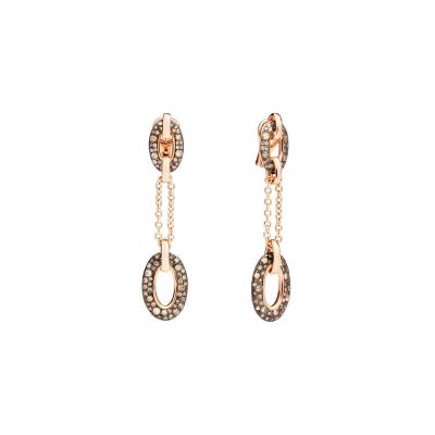 Pomellato / Tango / orecchini / oro rosa, argento brunito e diamanti brown