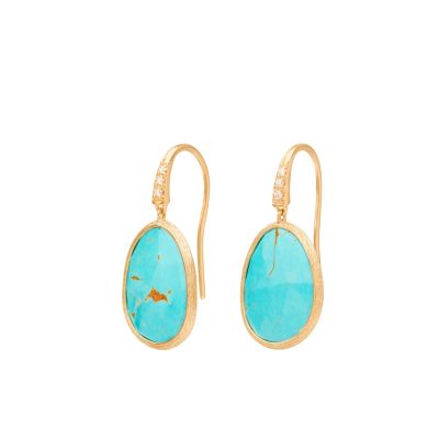 Marco Bicego / Lunaria Color / orecchini pendenti / oro giallo, diamanti e turchese