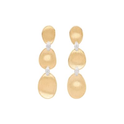 Marco Bicego / Lunaria / orecchini tripli pendenti 5 cm / oro giallo, oro bianco e diamanti