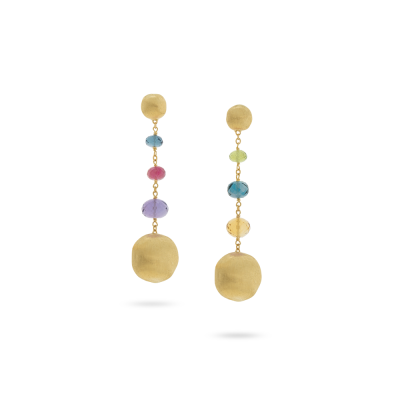 Marco Bicego / Africa / orecchini pendenti / oro giallo e pietre multicolore