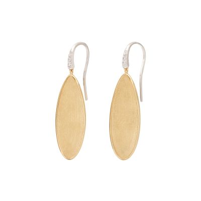 Marco Bicego / Lunaria Twist / orecchini pendenti 4 cm con amo / oro giallo, oro bianco e diamanti
