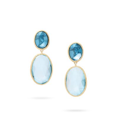 Marco Bicego / Lunaria / orecchini pendenti / oro giallo, topazi blu London e topazi azzurri