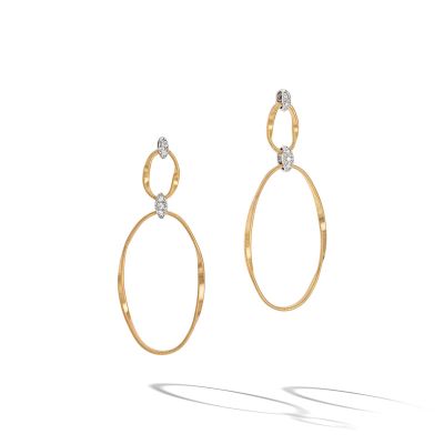 Marco Bicego / Marrakech Onde / orecchini piatti doppio elemento / oro giallo e bianco con diamanti