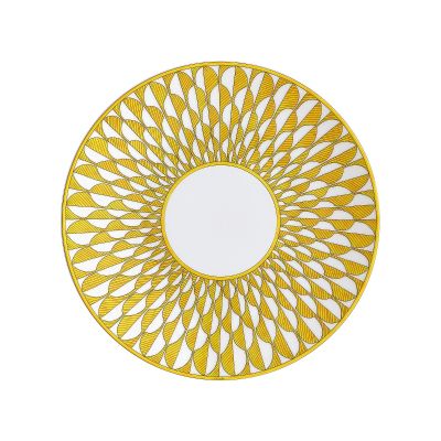 Hermès / Soleil d' Hermes / Set 2 piatti piani / porcellana / bianco, giallo