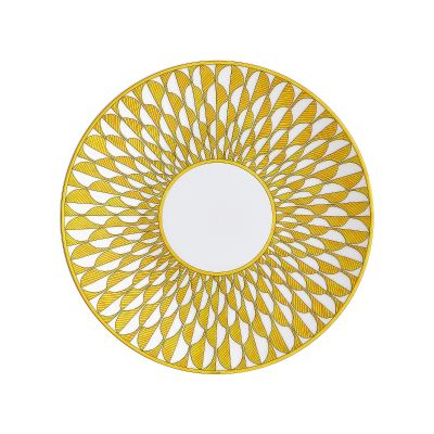 Hermès / Soleil d' Hermes / Set 2 piatti piani / porcellana / bianco, giallo